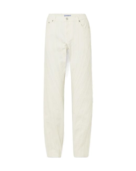 Mugler White Patchwork Straight Leg Jeans