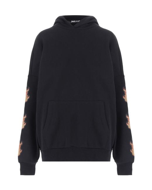 Just Cavalli Blue Rhinestone Graphic Hoodie
