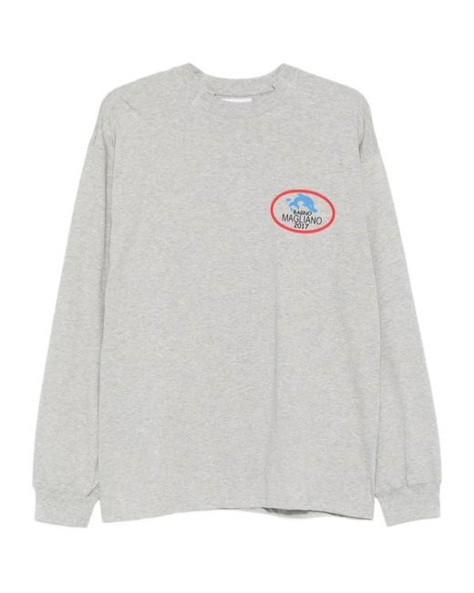 Magliano White Logo Graphic Long-Sleeved Sweatshirt for men