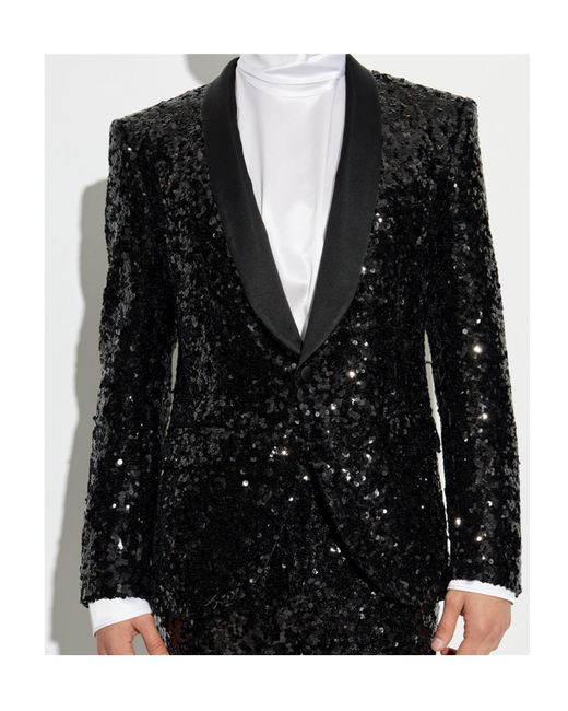 Dolce & Gabbana Black Sequin Embellished Jacket for men