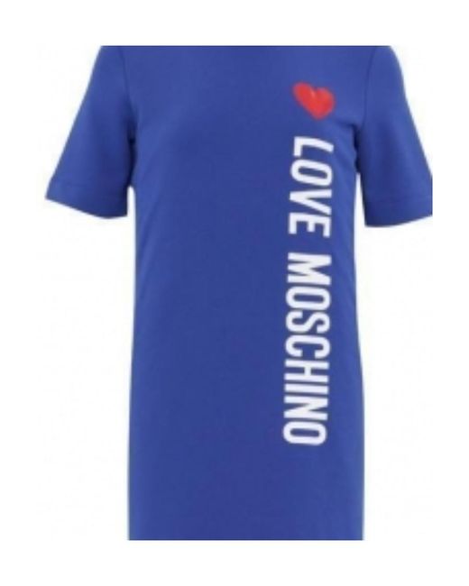 Moschino Blue Logo Printed Dress