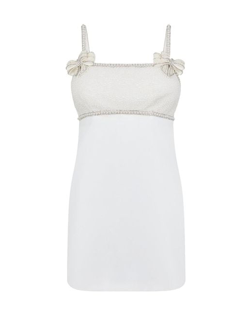 Self-Portrait White Bow Mini Dress