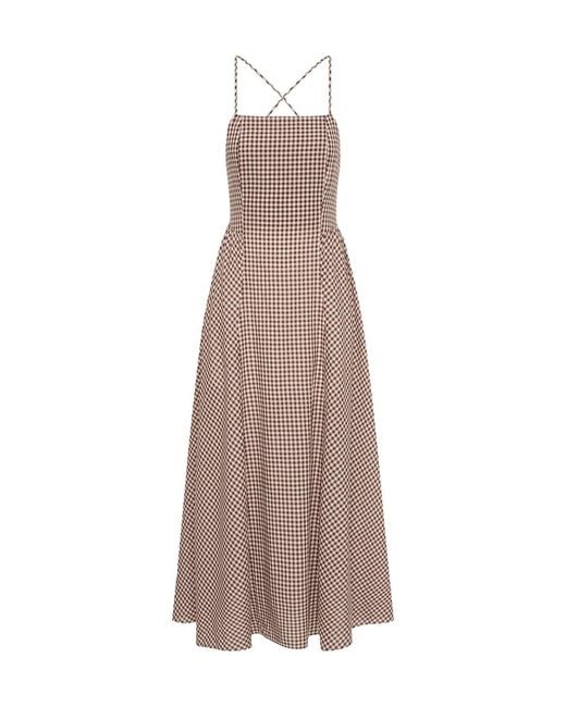 Posse Brown Gingham Check Maxi Dress