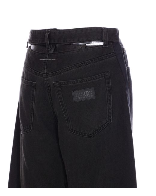 MM6 by Maison Martin Margiela Black Cut-Out Detailed Straight-Leg Jeans