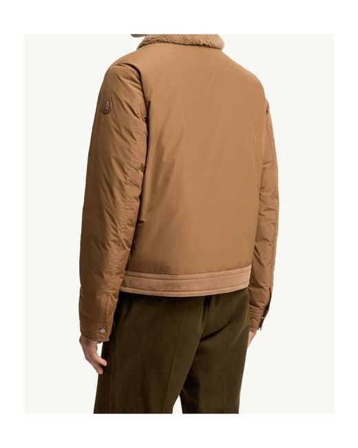 Moncler Brown Zerique Shearling Suede Short Down Jacket for men