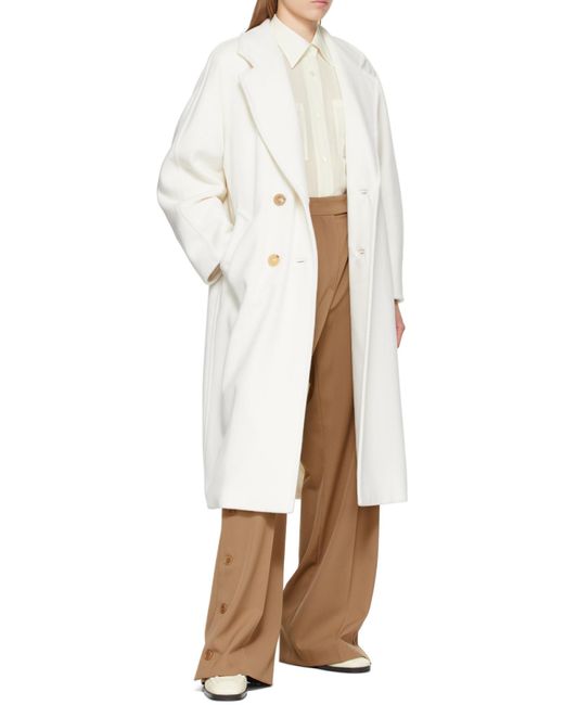 Max Mara White Madame Double-Breasted Coat