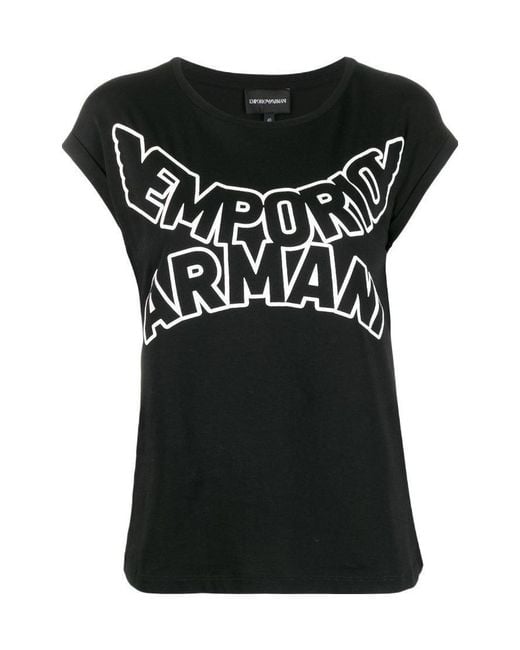 Emporio Armani Black Enlarged Logo Print T-Shirt