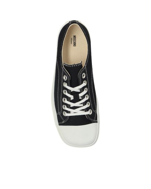 Moschino Black Square-Toe Low-Top Sneakers