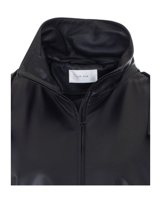 The Row Blue Cassandre Leather Coat
