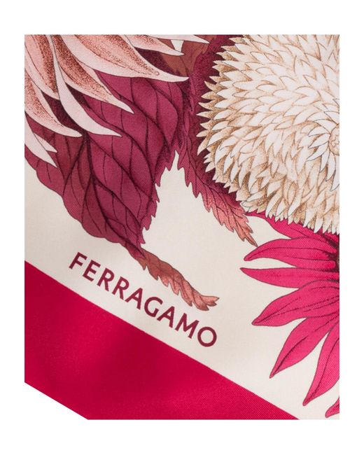 Ferragamo Pink Pattern Silk Scarf