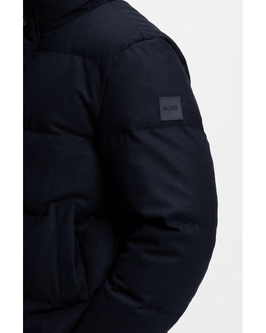 Boss Blue Flannel Jacket With Down Filling for men