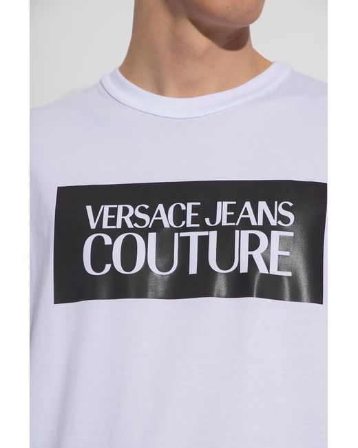 Versace Jeans White Logo-Print T-Shirt for men