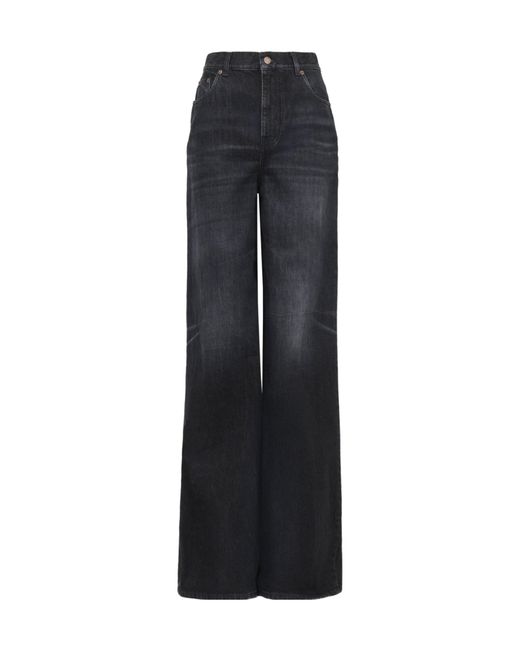 Chloé Black Chloé Logo Patch Wide-Leg Jeans