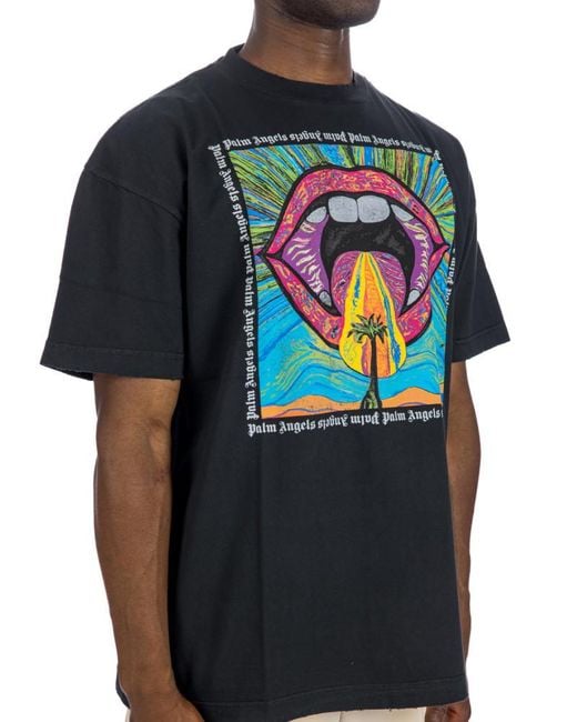 Palm Angels Multicolor Crazy Mouth Straight Hem T-Shirt for men