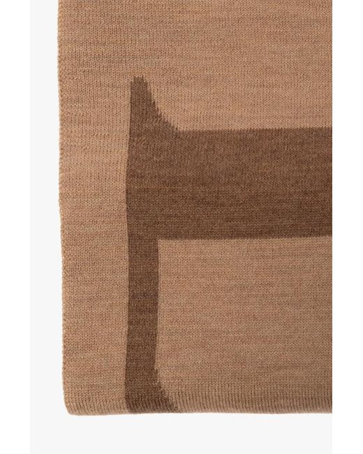 Lanvin Brown Logo Scarf