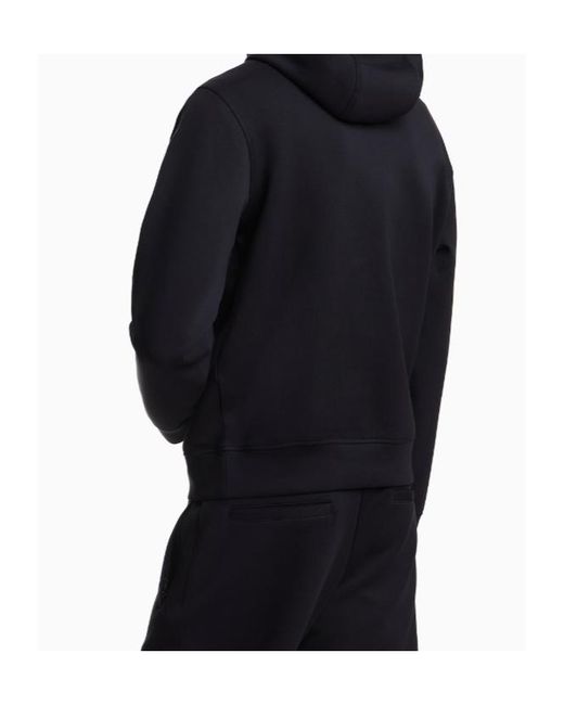 Emporio Armani Blue Micro Eagle Jersey Hoodie for men