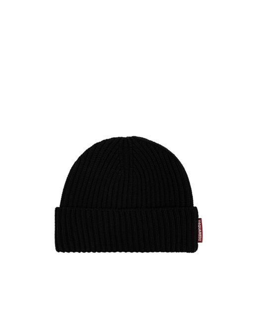 DSquared² Black Hat And Scarf Set