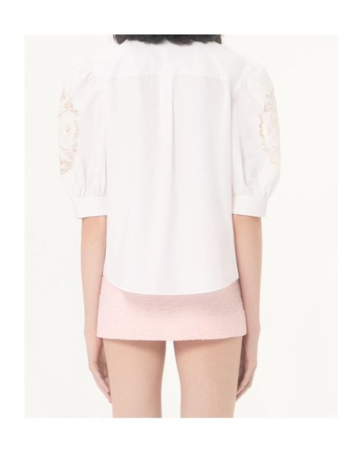 Valentino White Embroidered Button-Up Poplin Shirt