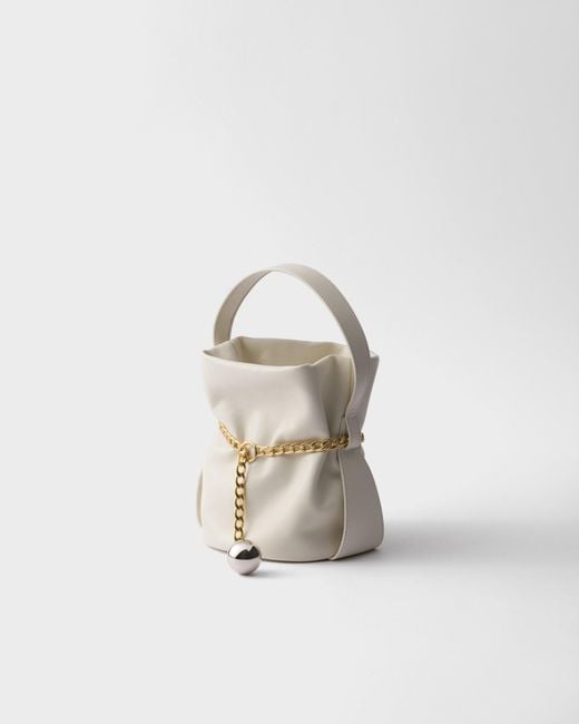 Prada White Petit Sac Noir Nappa Leather Mini-Bucket Bag
