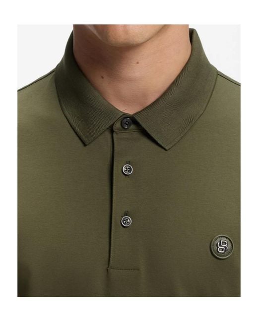 Boss Green Double B Monogram-Patch Polo Shirt for men