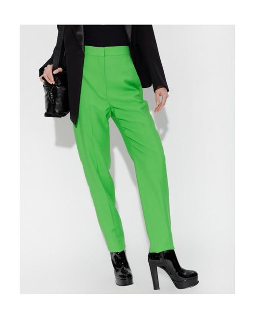 McQueen Green High Waist Straight Leg Trousers
