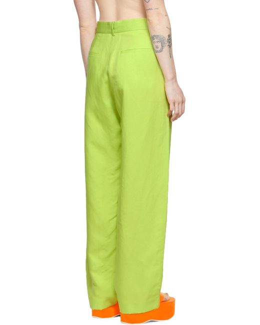 MSGM Green Logo Casual Pants
