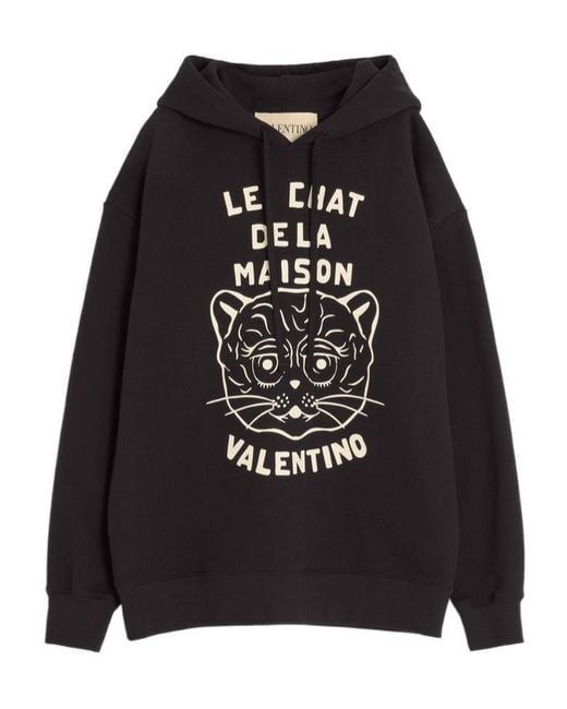 Valentino Black Chat De La Maison Drawstring Hoodie for men