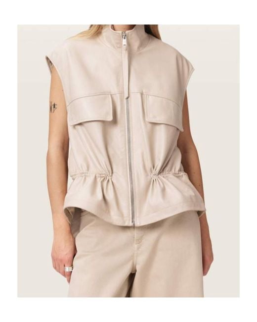 AllSaints Natural Flor High-Neck Sleeveless Waistcoat