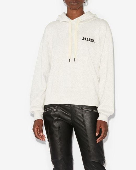 Isabel Marant Gray Isabel Marant Sylla Logo Embroidered Drawstring Hoodie
