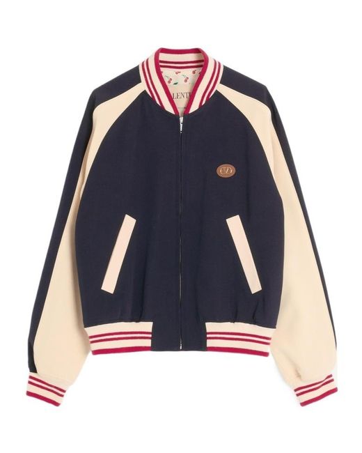 Valentino Blue Vlogo Patch Zip-Up Jacket for men