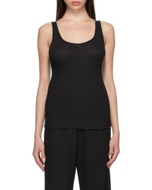 6397 Black Ribbed Tank Top