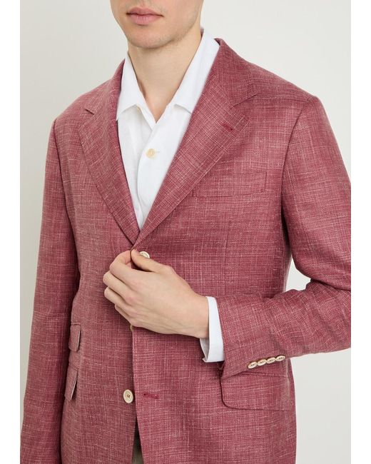 Brunello Cucinelli Purple Silk Blend Blazer for men