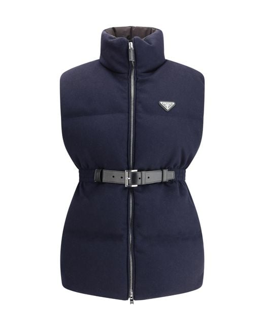 Prada Blue Flannel Down Vest