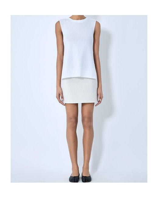 Rier White Side-Slit Wool Mini Skirt