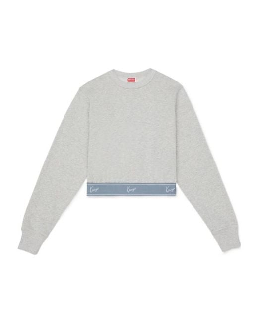 KENZO White Signature' Elasticated Short Sweatshirt