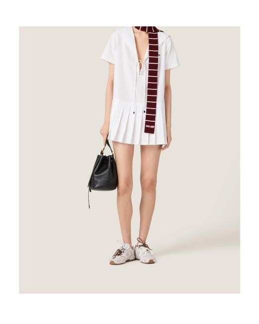 Miu Miu White Short-Sleeved Poplin Dress