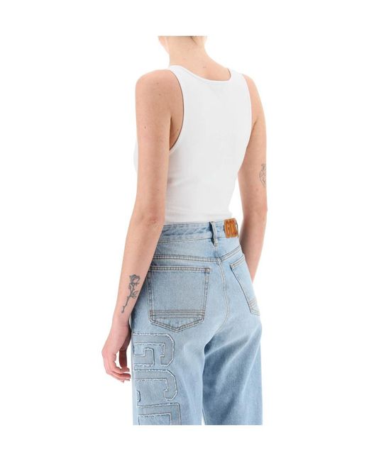 Gcds White Logo Printed Jersey Bodysuit