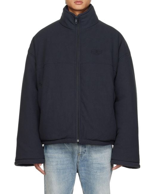 Balenciaga Blue Bb Paris Icon Reversible Puffer Jacket for men