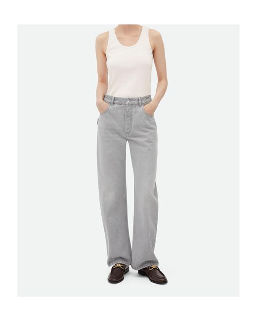 Bottega Veneta Gray Washed Rounded Leg Denim Trousers
