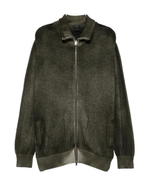 Avant Toi Green Long-Sleeved Zip-Up Cardigan for men