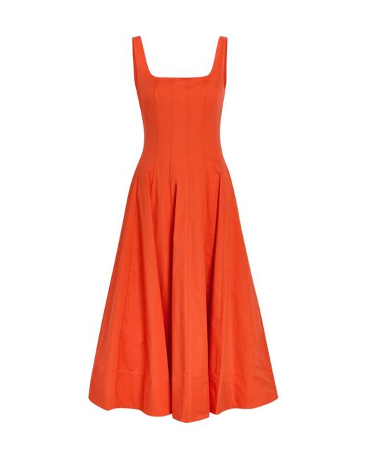 Staud Red Stretch-Cotton Midi Dress