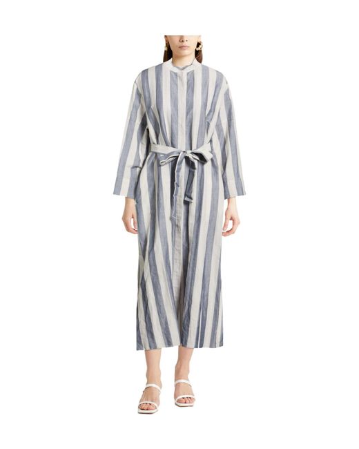 Max Mara Gray Minimalist Versatile Striped Dress