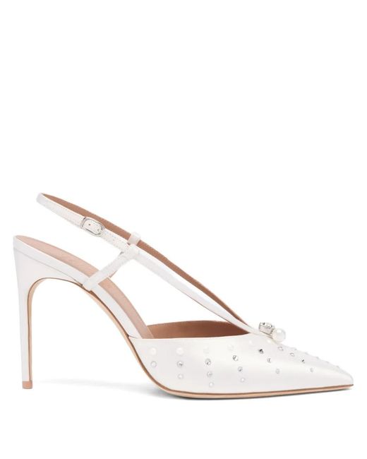 Malone Souliers White 90Mm Crystal-Pearl Embellished Pumps