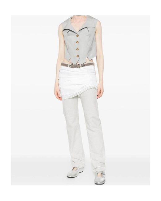 Vivienne Westwood Gray Meryl Pinstripe Buttoned Sleeveless Waiscoat
