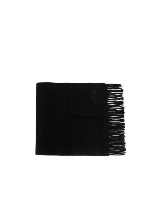 A.P.C. Black Logo-Embroidered Wool Scarf for men