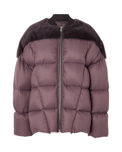 Rick Owens Purple Quilted Padded Oversized Flight Jacket