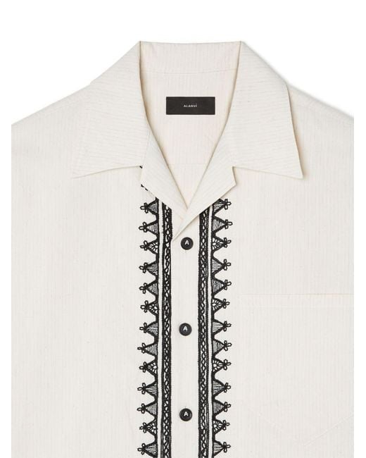 Alanui White Akasha Embroidered-Edge Shirt for men
