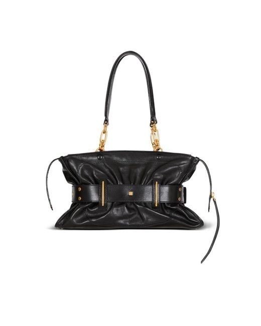 Balmain Black Calfskin Leather Anthem Bag