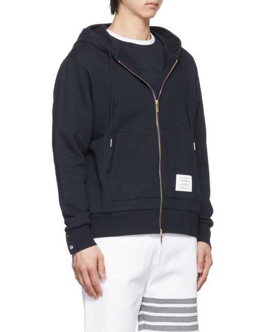 Thom Browne Blue Rwb Stripe Zipped Hoodie for men