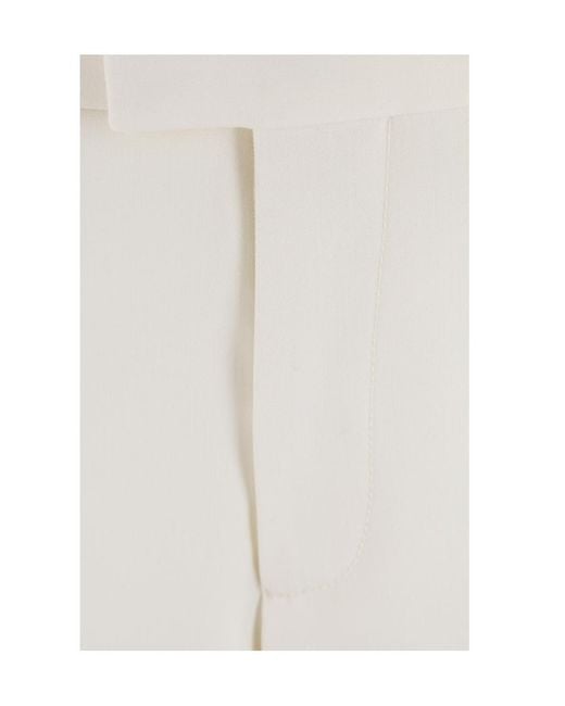 Bottega Veneta White Straight-Leg Turn Up Hem Trousers